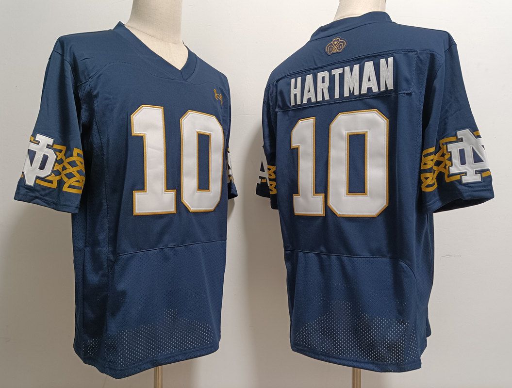 Men Norte Dame Fighting Irish #10 Hartman Blue Elite 2025 NCAA Jersey